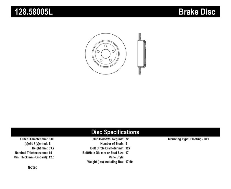 Dodge Durango Brake Rotors (1) - Rear - Stoptech - Drilled Sport - Black - `11-`20