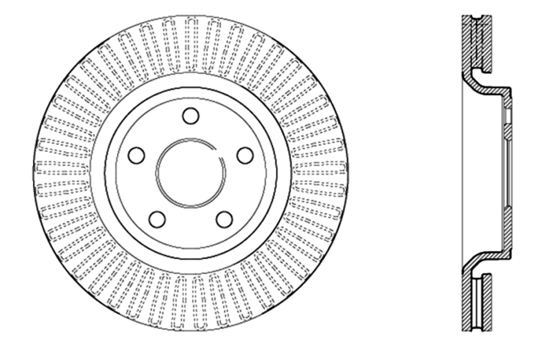 Dodge Durango Brake Rotor (1) - Front Left - Stoptech - Drilled Sport - Black - `11-`20