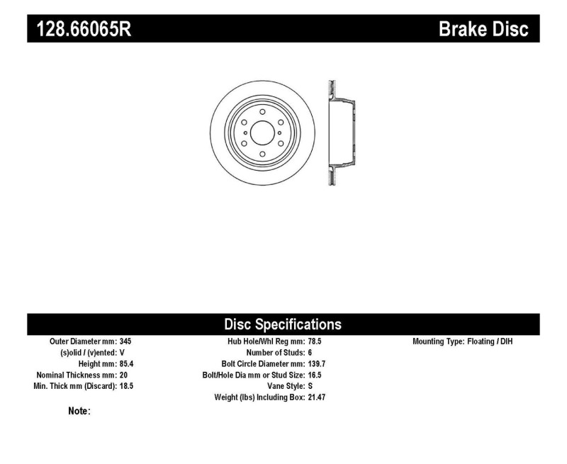 Chevrolet Suburban 1500 Brake Rotor (1) - Rear Left - Stoptech - Sport Drilled - Black - `07-`14