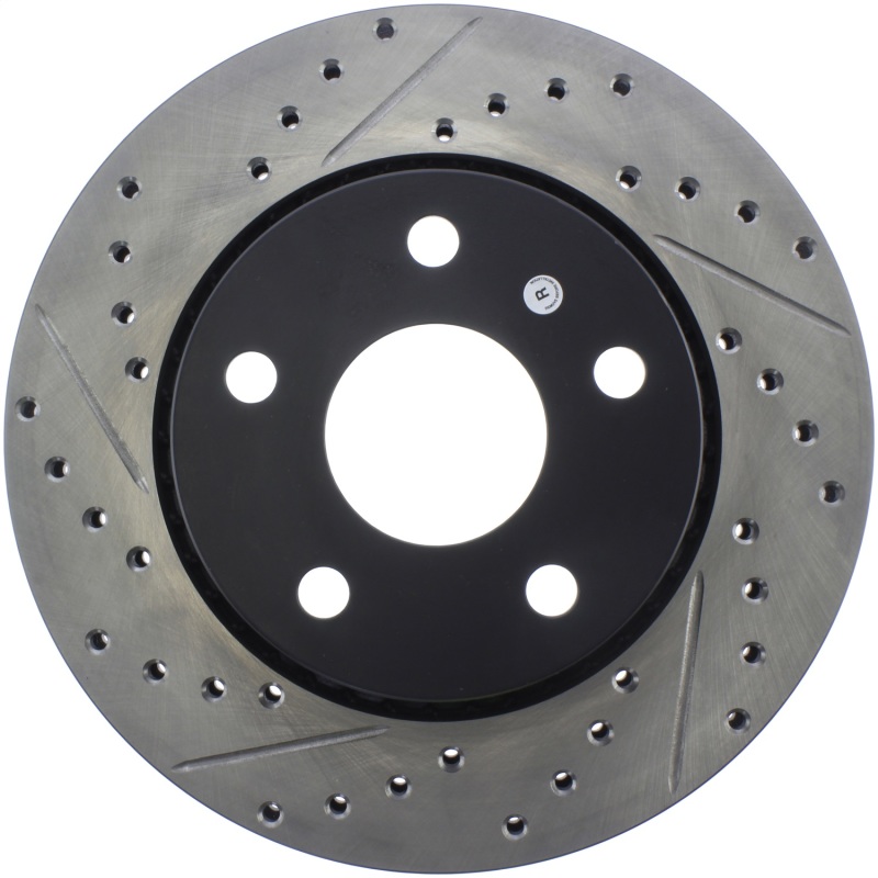 Jeep Wrangler Brake Rotor (1) - Front Right - Stoptech - Sport Cross-Drilled - Black E-Coated - `07-`13