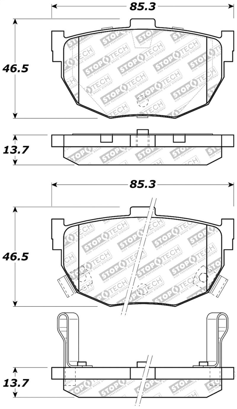 Kia Spectra5 Brake Pads - Rear - Stoptech - Street Select - `05-`09