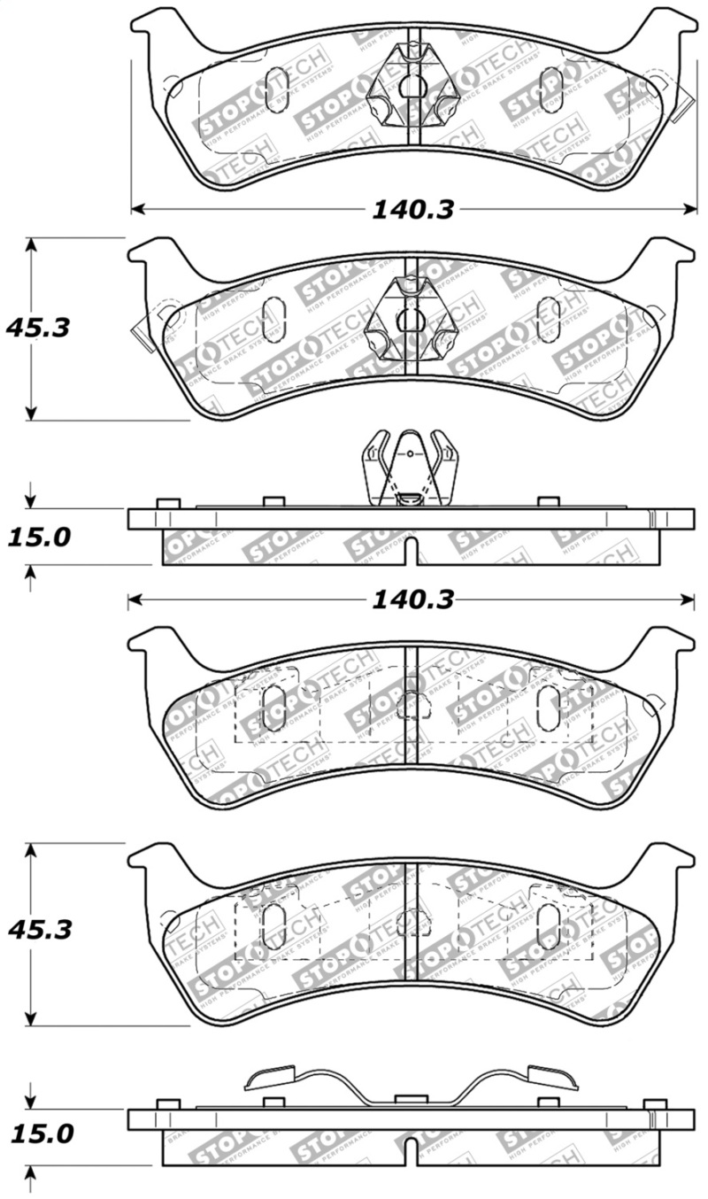 Ford Explorer Sport Trac Brake Pads - Front - Stoptech - Street Select - `03-`05