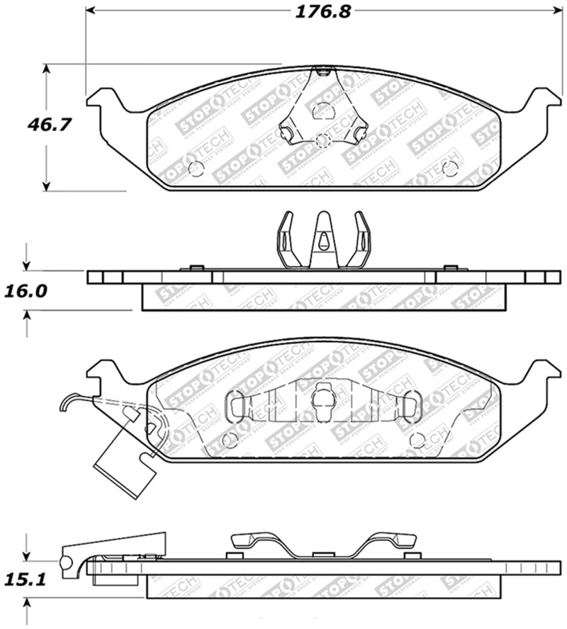 Dodge Stratus Brake Pads - Front - Stoptech - Street Select - `95-`00