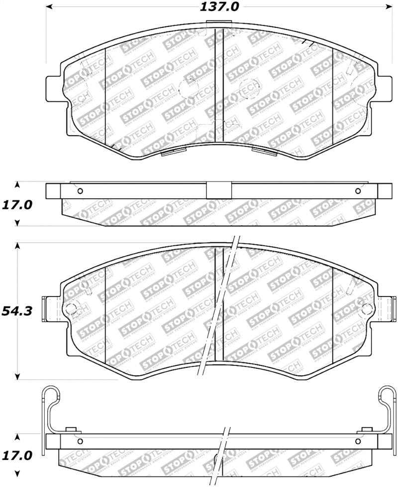 Kia Optima Brake Pads - Rear - Stoptech - Street Select - `01-`02