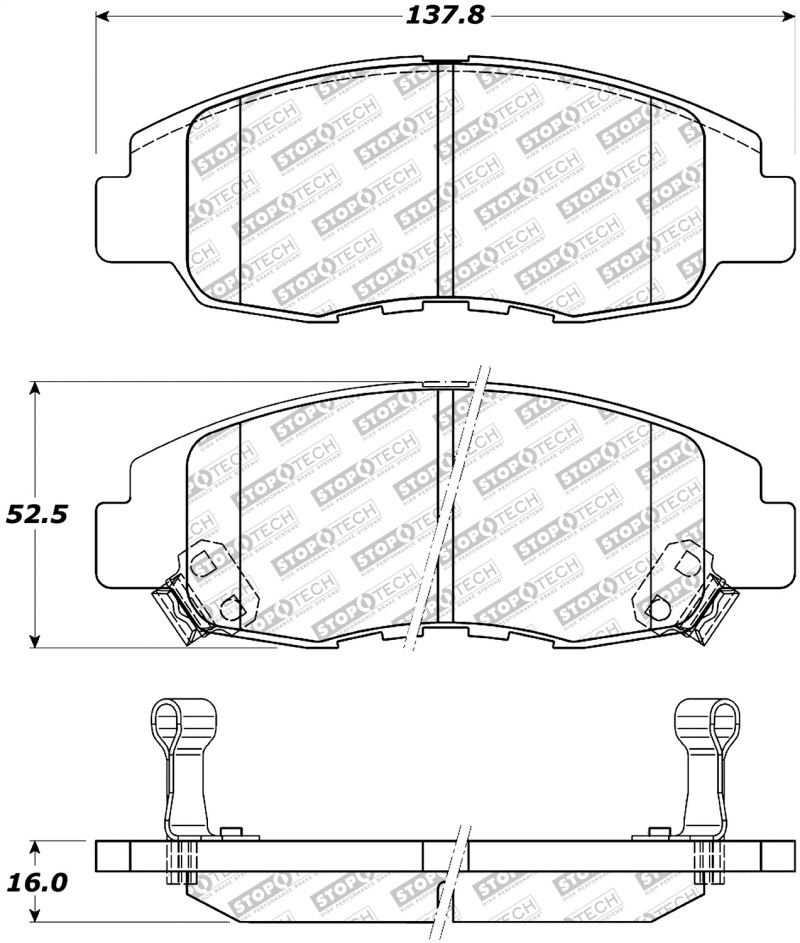Honda Insight Brake Pads - Front + Rear - Stoptech - Street Select - `10-`14