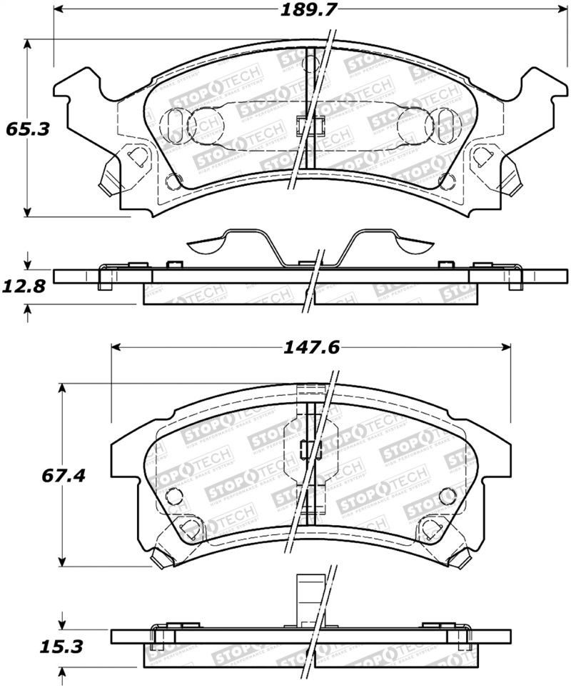 Chevrolet Cavalier Brake Pads - Front/Rear - Stoptech - StopTech Street - `92-`05 Chevrolet Cavalier Brake Pads - Front/Rear - Stoptech - StopTech Street - `92-`05