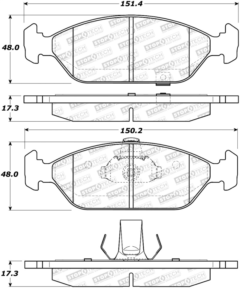 Kia Sephia Brake Pads - Stoptech - ST Street - `93-`00