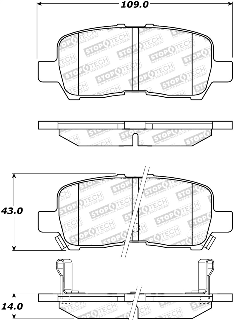 Chevrolet Impala Limited Brake Pads - Stoptech - Street - `14-`16