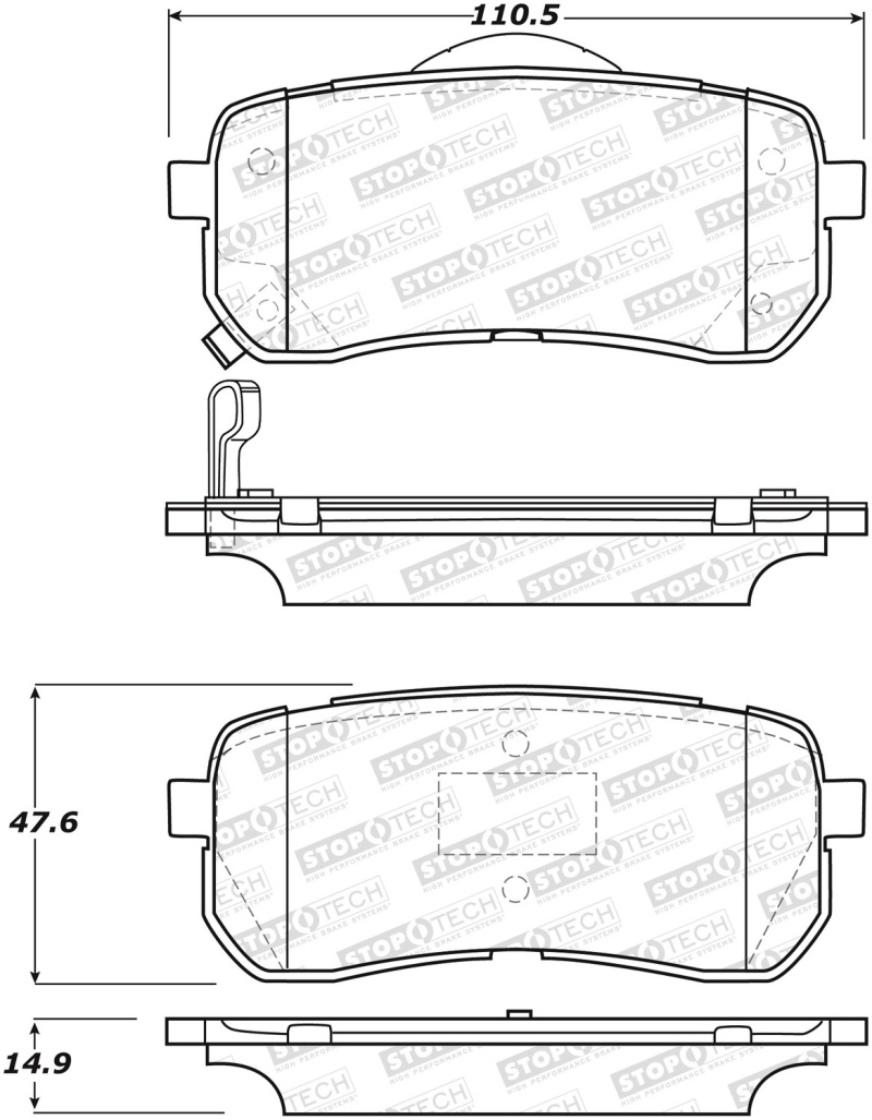 Kia Sedona Brake Pads - Front - Stoptech - Street - `15-`19