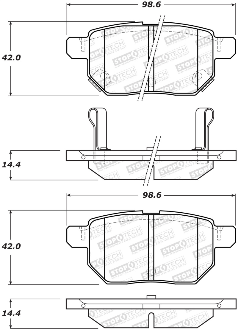 Toyota Corolla iM Brake Pads - Rear - Stoptech - Street - `17-`18