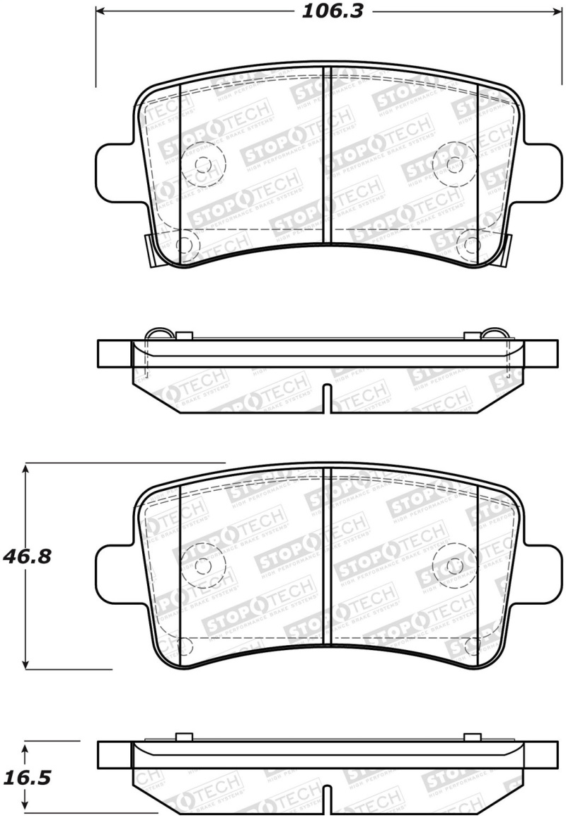 Saab 9-5 Brake Pads - Stoptech - Street with Shims and Hardware - 2011
