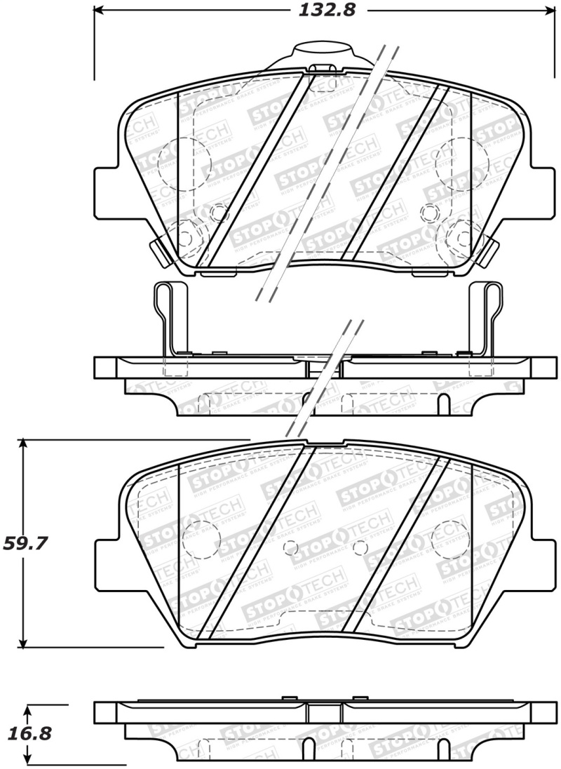 Kia Sorento Brake Pads - Front - Stoptech - OE-Style - `11-`14