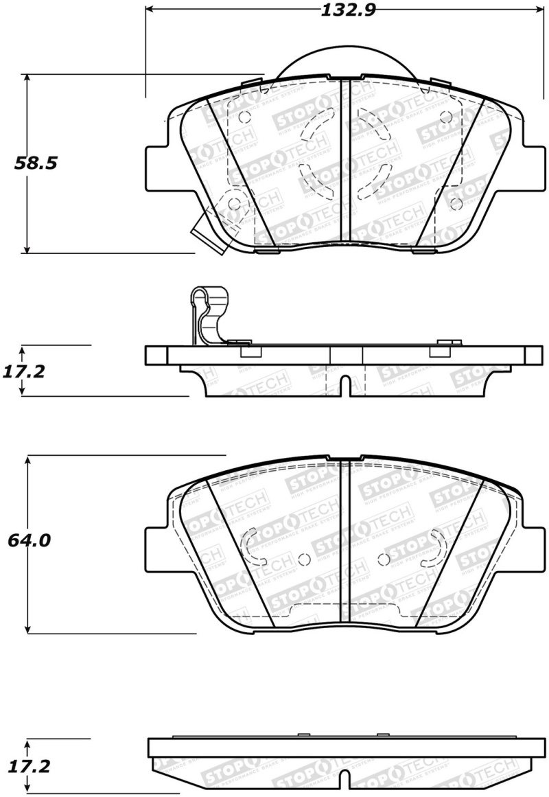 Hyundai Sonata Brake Pads - Front - Stoptech - Street Brake Pads - `09-`15