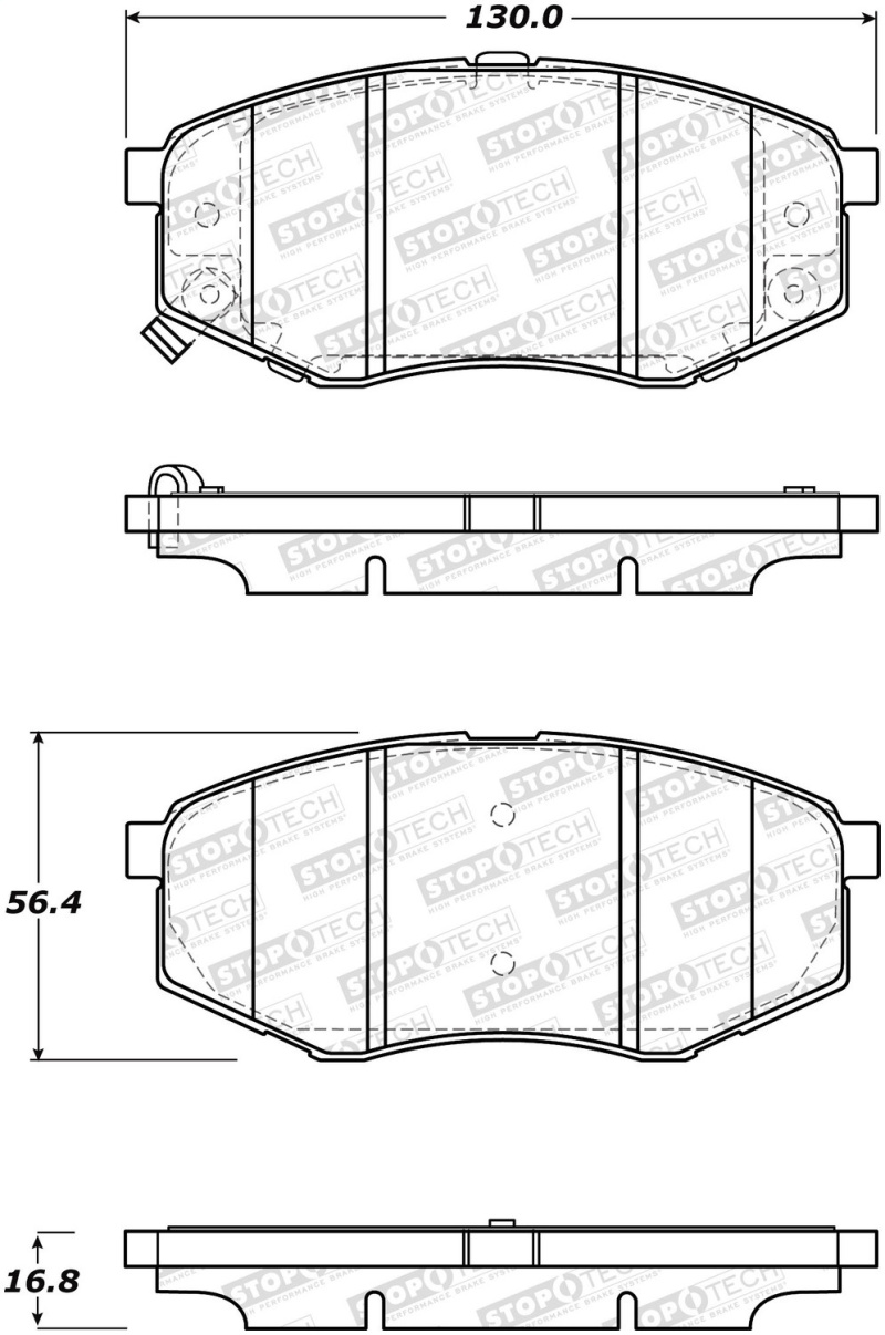Kia Sportage Brake Pads - Front - Stoptech - Street - 2011