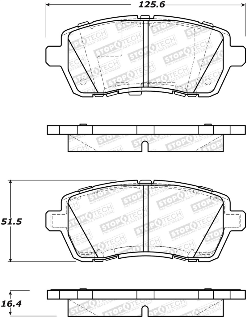 Ford Fiesta Brake Pads - Front - Stoptech - Street - `11-`19