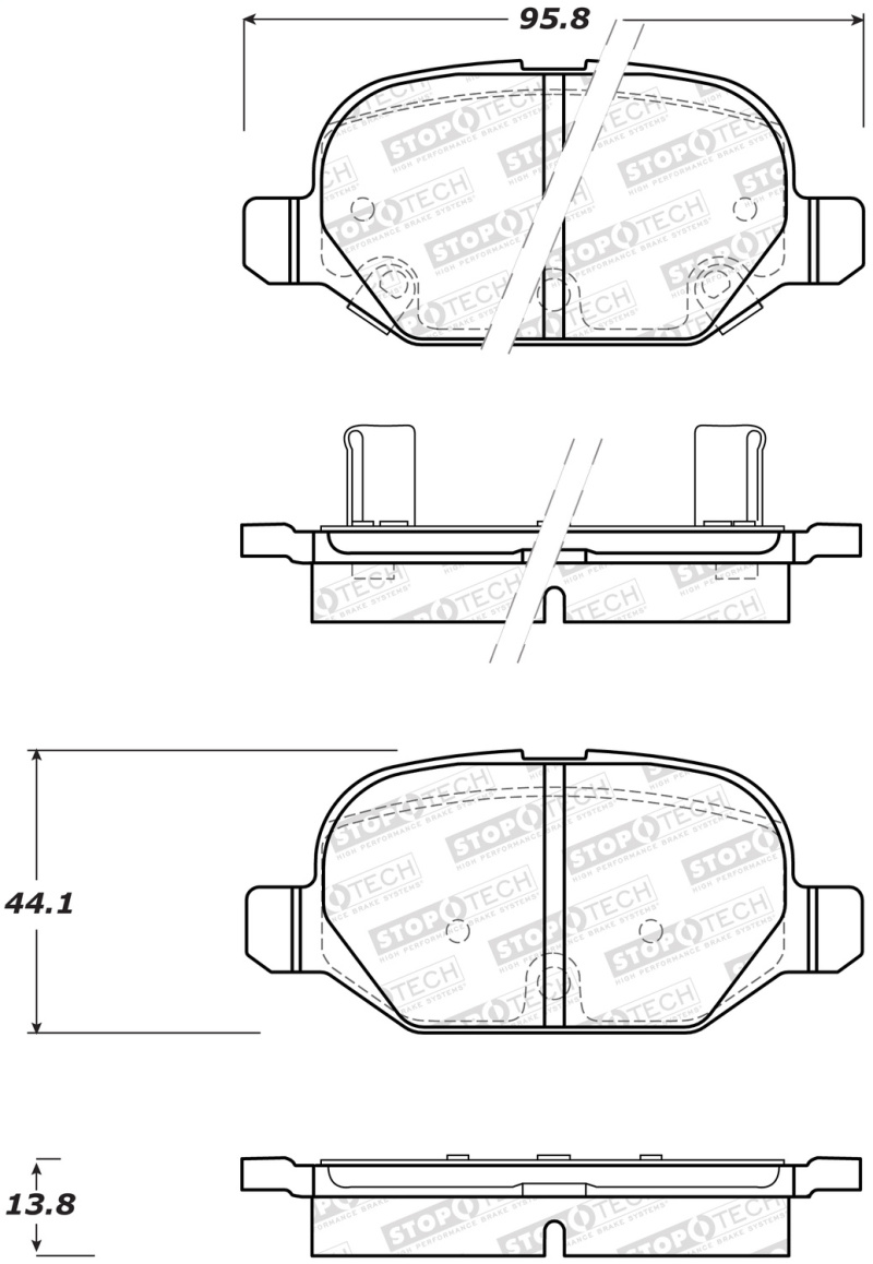 Ram 700 Brake Pads - Front - Stoptech - Street - `15-`17