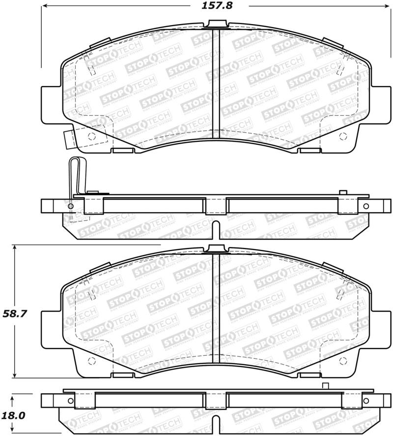 Honda Ridgeline Brake Pads - Front - Stoptech - Street - `12-`14