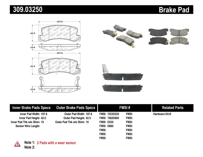 Lexus RX300 Brake Pads - Stoptech - Sport - `99-`03