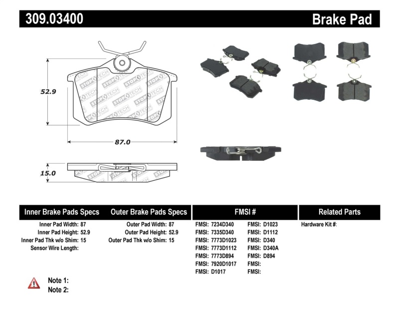 Volkswagen Virtus Brake Pads - Rear - Stoptech - ST Sport - 2020