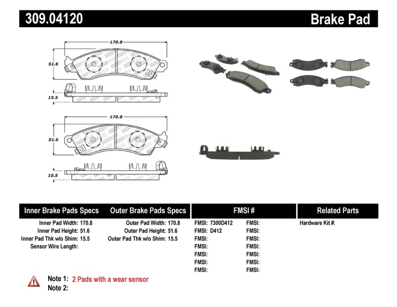 Ford Mustang Brake Pads - Stoptech - StopTech Performance - `94-`04
