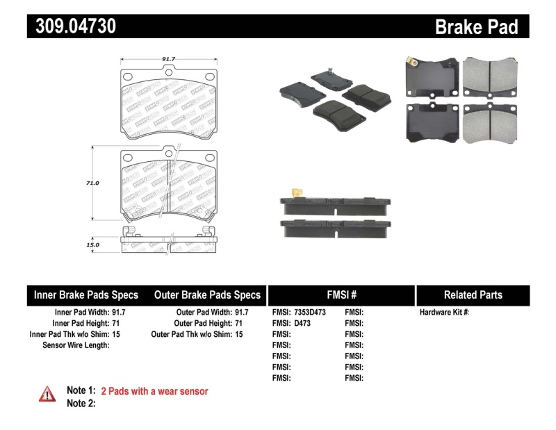 Ford Escort Brake Pads - Front - Stoptech - Sport - `91-`03