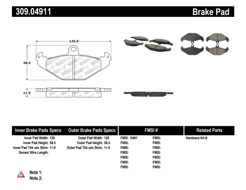 Lotus Elise Brake Pads - Rear - Stoptech - Sport - `05-`15