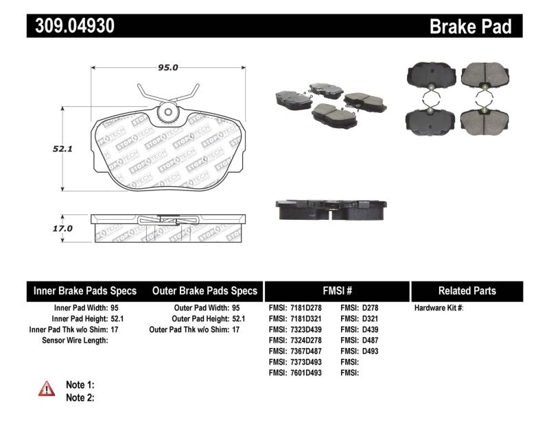 Land Rover Range Rover Brake Pads - Stoptech - Sport - `94-`02