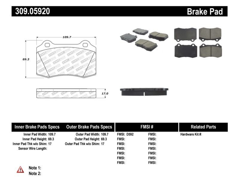 Dodge Viper Brake Pads - Stoptech - Sport - `92-`02