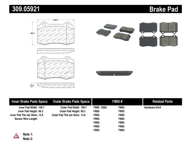 Aston Martin DB7 Brake Pads - Rear - Stoptech - Sport - `99-`04