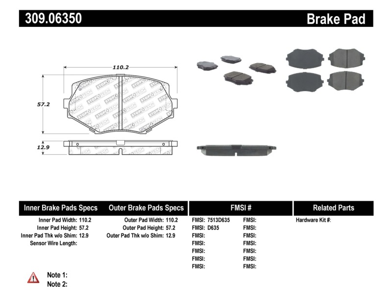 Mazda Miata Brake Pads - Front - Stoptech - ST Sport - `94-`02