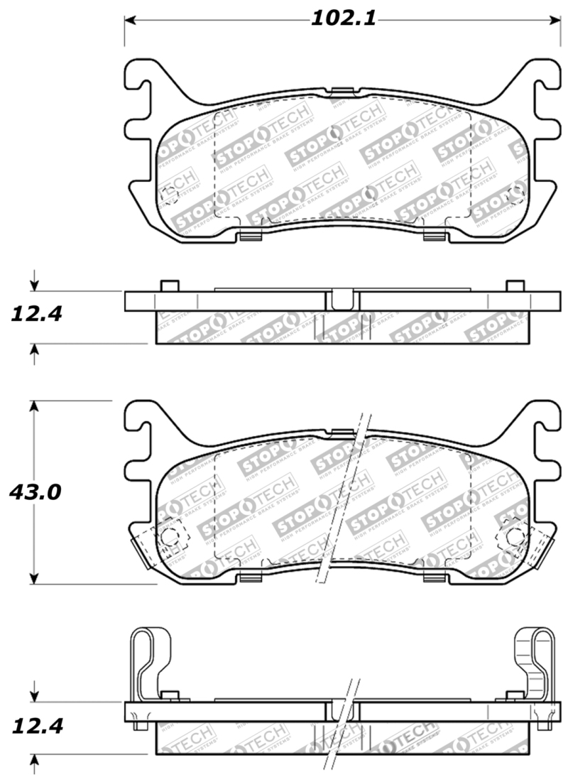 Ford Escort Brake Pads - Rear - Stoptech - Sport - `97-`03
