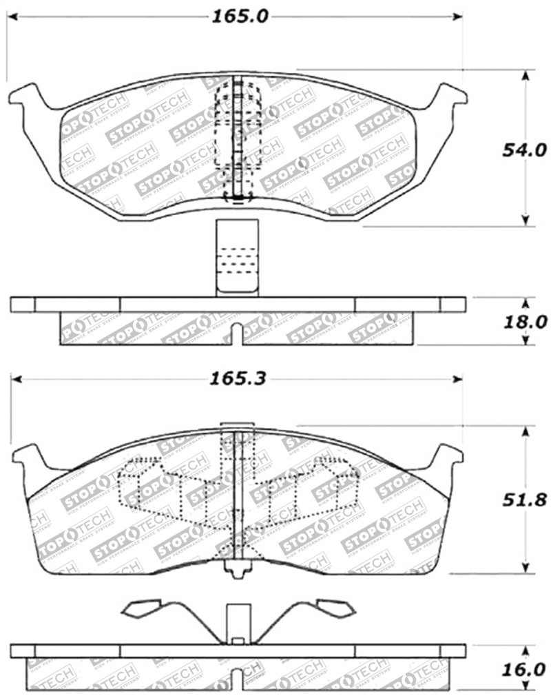 Chrysler Neon Brake Pads - Stoptech - Performance - `95-`02