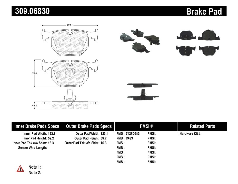 BMW 330Ci Brake Pads - Stoptech - Sport - `00-`07