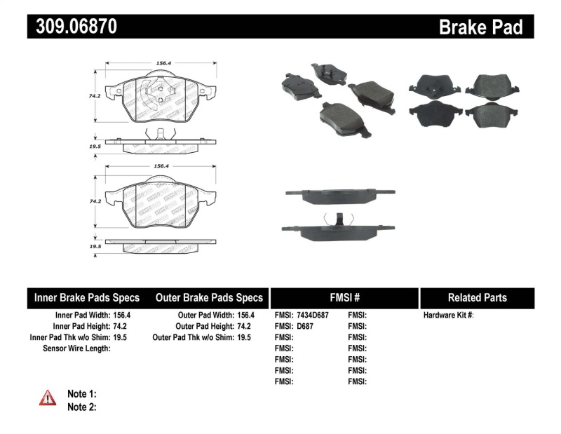 Audi TT Brake Pads - Stoptech - Sport - 2000