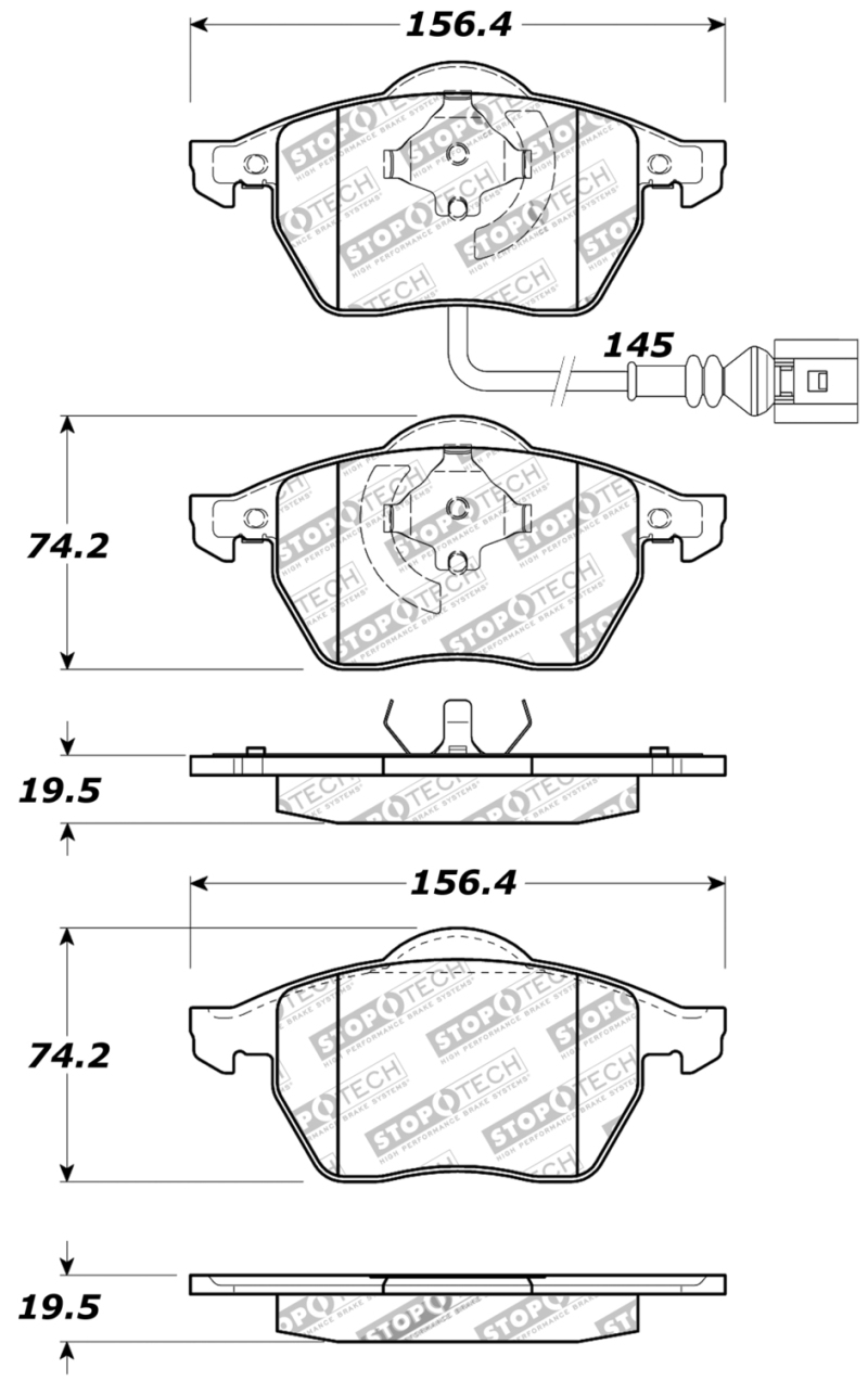 Volkswagen Jetta Brake Pads - Performance - Front - Stoptech - Sport - `00-`05