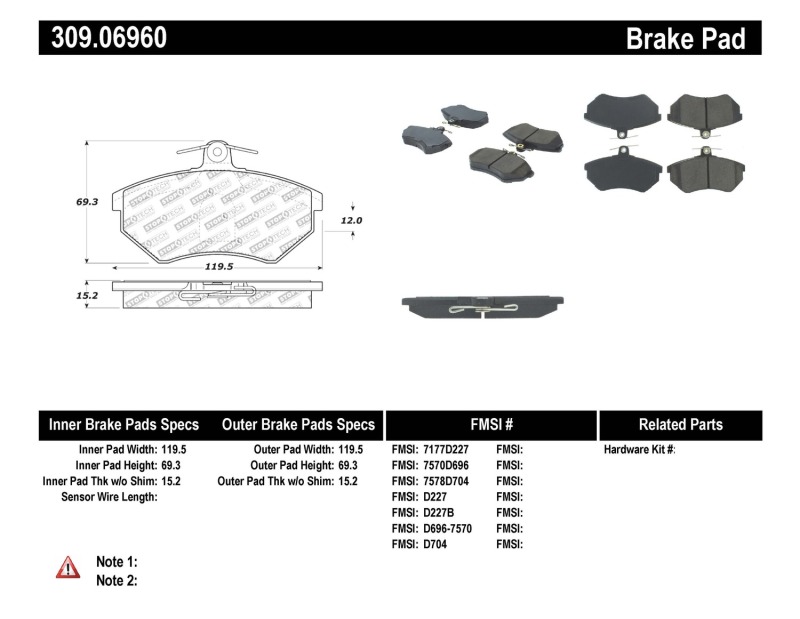 Volkswagen Cabrio Brake Pads - Stoptech - Performance - `94-`02