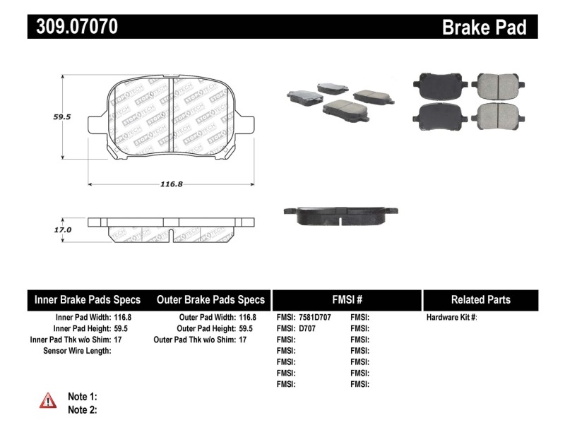Lexus RX300 Brake Pads - Stoptech - Sport - `99-`01