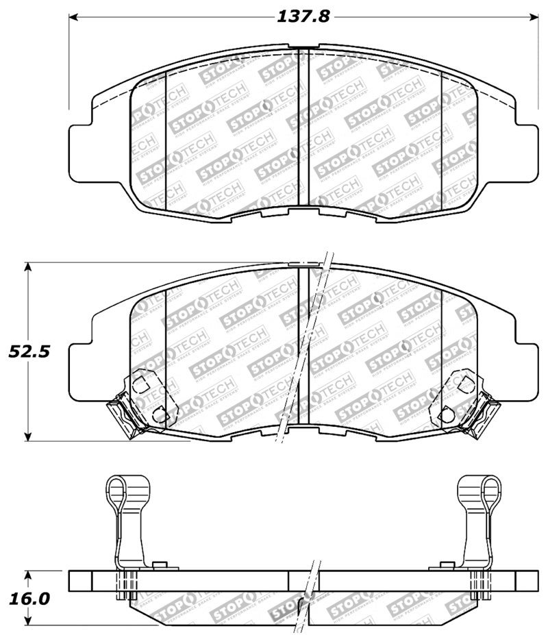 Honda Insight Brake Pads - Front - Stoptech - Sport Pads with Shims and Hardware - `10-`14