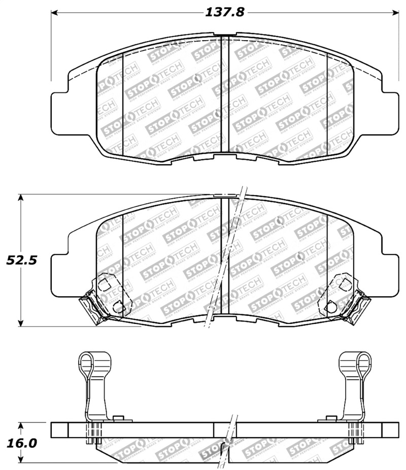 Honda Insight Brake Pads - Front - Stoptech - Sport Pads with Shims and Hardware - `10-`14