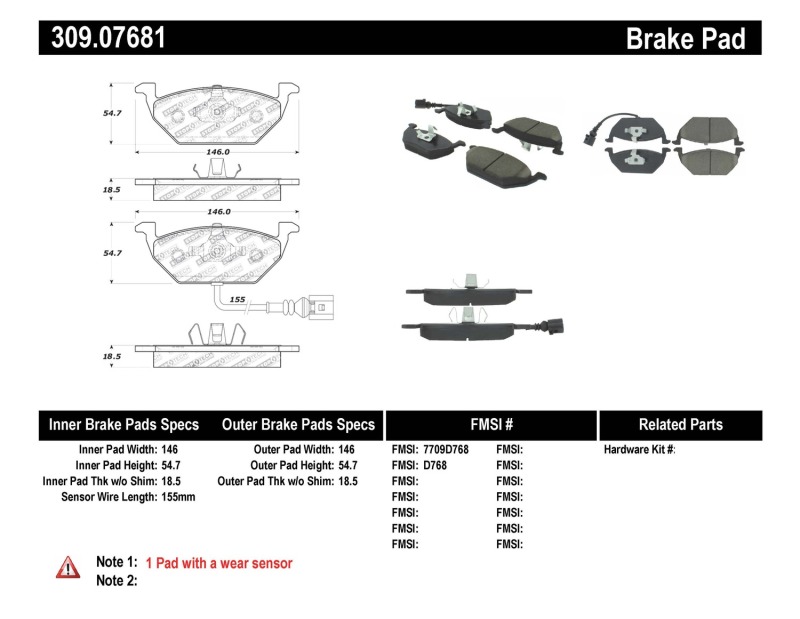Volkswagen Jetta Brake Pads - Stoptech - Sport - `99-`19