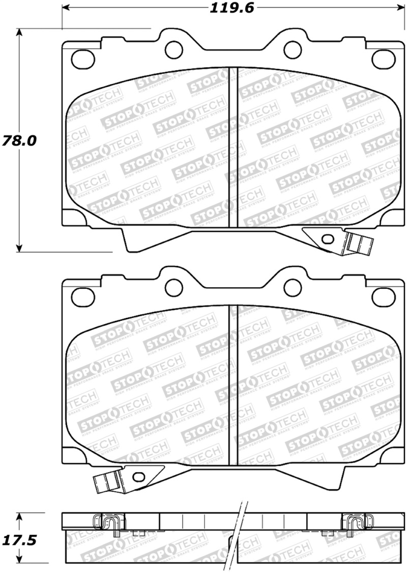 Toyota Land Cruiser Brake Pads - Rear - Stoptech - Sport with Shims and Hardware - `98-`07