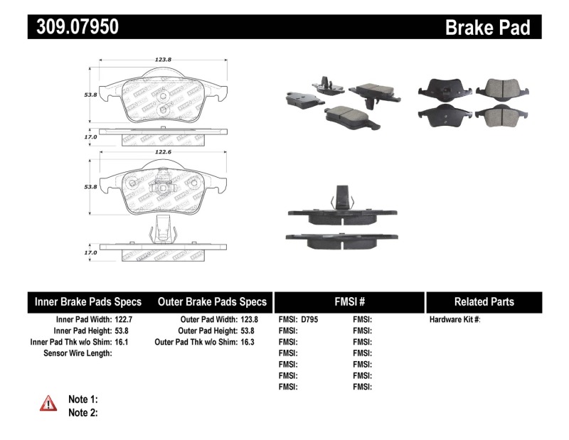 Volvo S60 Brake Pads - Rear - Stoptech - Sport - `01-`09
