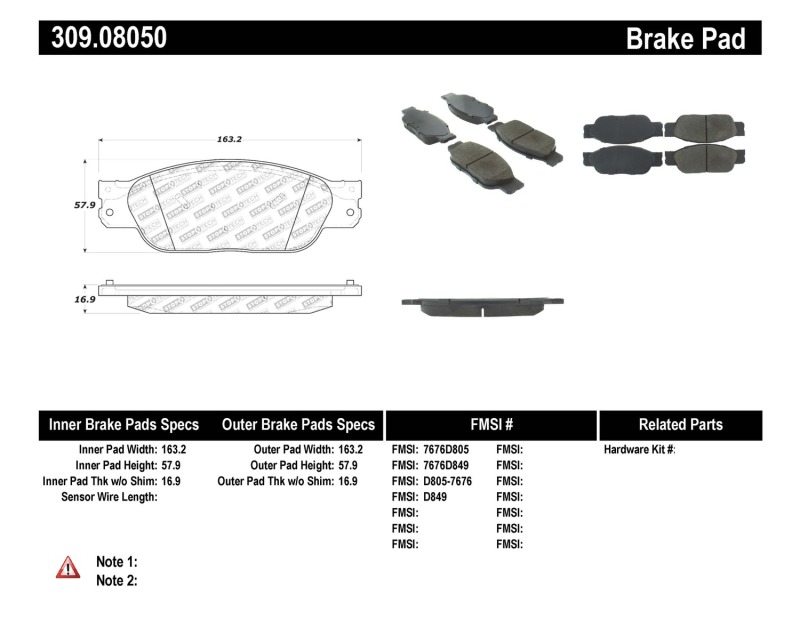 Ford Thunderbird Brake Pads - Stoptech - Sport - `02-`05