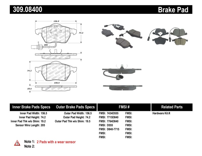 Audi A4 Brake Pads - Stoptech - Sport - `99-`08