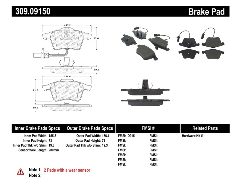 Audi A6 Quattro Brake Pads - Stoptech - Sport - `02-`04