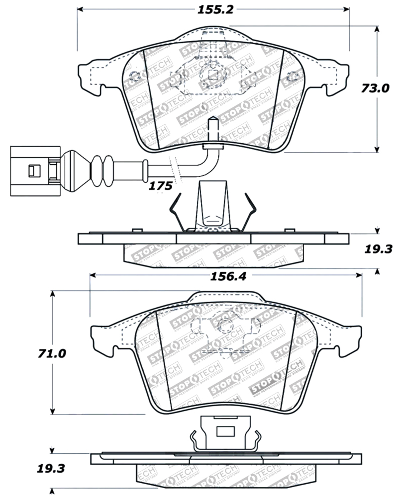 Volkswagen CC Brake Pads - Front - Stoptech - Sport - `09-`11