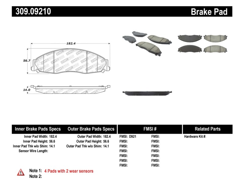 Cadillac STS Brake Pads - Stoptech - Performance Sport - `05-`08