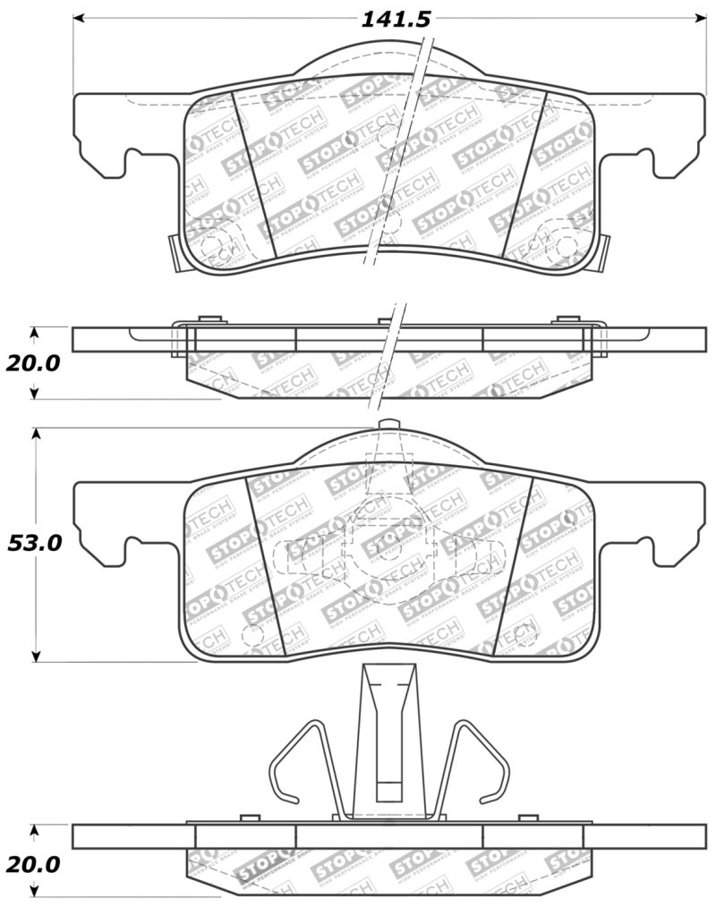 Ford Expedition Brake Pads - Front - Stoptech - Sport w/Shims and Hardware - `02-`06