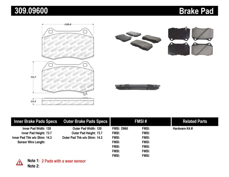 Infiniti G35 Brake Pads - Front - Stoptech - Sport - `03-`04