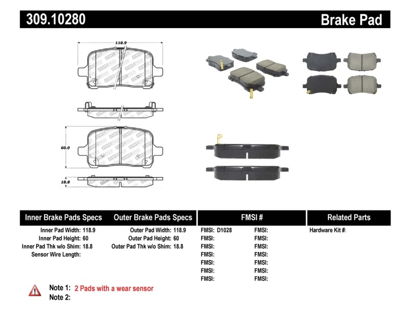 Chevrolet Malibu Brake Pads - Stoptech - Sport - `04-`12